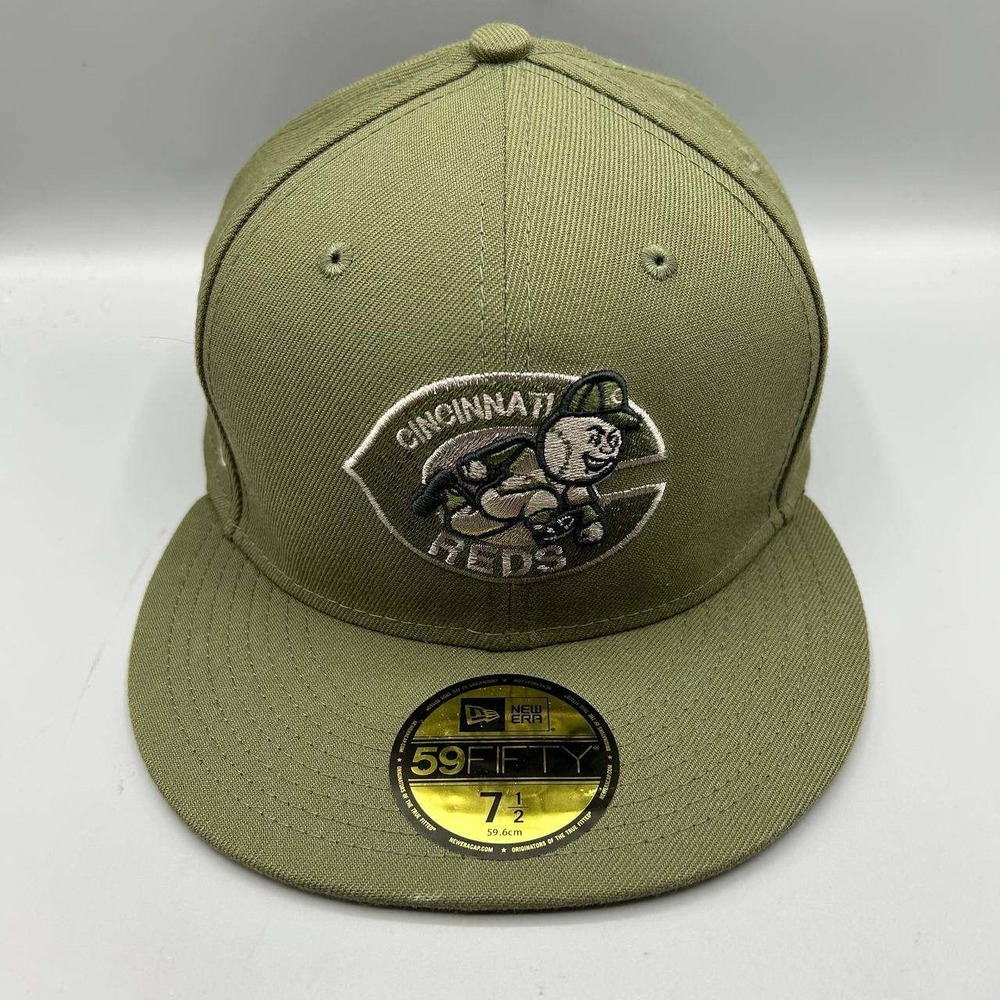 Cincinnati Reds MLB Hat Men 7 1/2 Green Camo 59Fifty New Era Fitted Cap